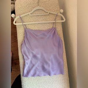 & Other Stories Satin Violet Cowl Neck Top